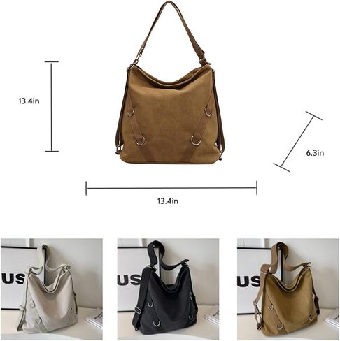 Tote Bag for Women,Canvas Tote Bag with Zipper, Retro Large Capacity Casual Shoulder Handbags with Inner Pockets in Saudi Arabia