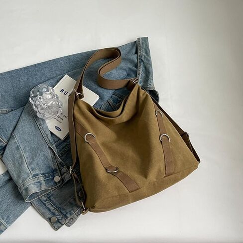 Tote Bag for Women,Canvas Tote Bag with Zipper, Retro Large Capacity Casual Shoulder Handbags with Inner Pockets in Saudi Arabia