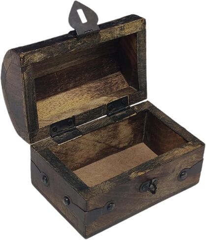 Treasure Chest Keepsake and Decorative Wood Box - Medium Storage Treasure Chest Box - Elegant Wooden Treasure Box for Home Decor and Storage (5 x 3.5 x 3.5) in Saudi Arabia