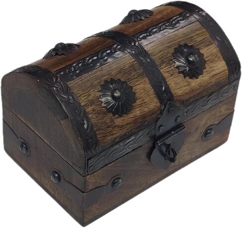 Treasure Chest Keepsake and Decorative Wood Box - Medium Storage Treasure Chest Box - Elegant Wooden Treasure Box for Home Decor and Storage (5 x 3.5 x 3.5) in Saudi Arabia