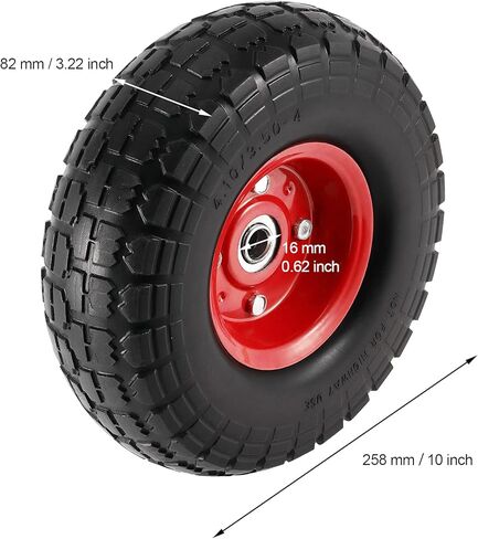 JEUIHAU 2 حزمة 10 بوصة عجلات الإطارات الحرة المسطحة، 4.10/3.50-4 الإطارات والعجلات، عجلات الإطارات المطاطية الصلبة الثقيلة إطارات عربة المرافق مع ثقب محامل 5/8 بوصة للعربة، شاحنة اليد، عربة الحديقة، أسود in Kuwait