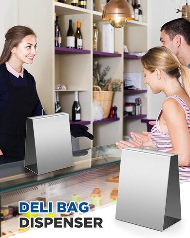 Blulu 2 Pcs Stainless Steel Deli Bag Dispenser Heavy Duty Sandwich Bag Holder Grocery Bag Stand for Retail Store Home Restaurant Kitchen , 11.5''H x 9''L x 6''D in Saudi Arabia
