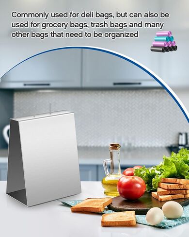 Blulu 2 Pcs Stainless Steel Deli Bag Dispenser Heavy Duty Sandwich Bag Holder Grocery Bag Stand for Retail Store Home Restaurant Kitchen , 11.5''H x 9''L x 6''D in Saudi Arabia