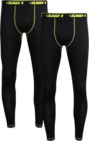 AND1 Men's Compression Leggings - 2 Pack Performance Compression Pants for Men Moisture Wicking Active Workout Tights (S-XL) in Saudi Arabia