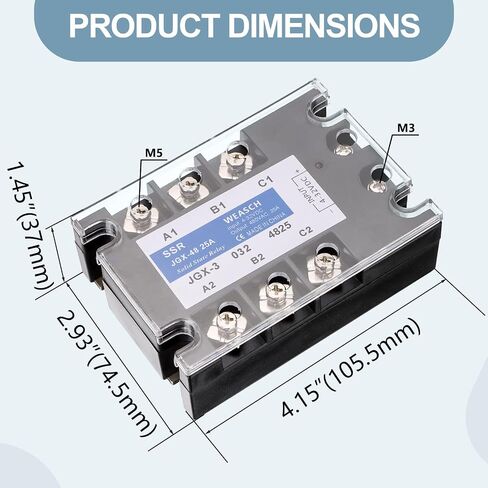 3 Phase Solid State Relay, JGX-48 25A, DC to AC, Input 4-32VDC to Output 480VAC 25A (1) in Kuwait