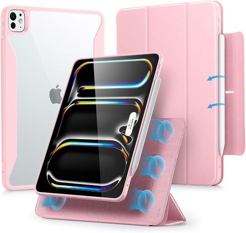 ESR for iPad Pro 11 Inch Case M4(2024, 5th), iPad Pro 11 Case with Pencil Holder, Removable Magnetic Cover, Vertical Stand, Fully Supports Pencil Pro&Pencil(USB-C), Rebound 360 Series, Brilliant White in Saudi Arabia