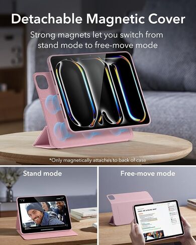 ESR for iPad Pro 11 Inch Case M4(2024, 5th), iPad Pro 11 Case with Pencil Holder, Removable Magnetic Cover, Vertical Stand, Fully Supports Pencil Pro&Pencil(USB-C), Rebound 360 Series, Brilliant White in Saudi Arabia