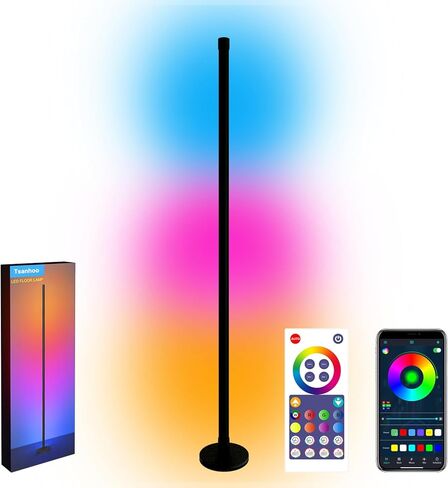2 in 1 Dimmable Floor Lamp, Smart Corner LED Floor Lamp with App and Remote Control, 16 Million DIY Colors, Music Sync, Timer Setting Scene Modes for Bedroom, Living Room, Studio in Kuwait