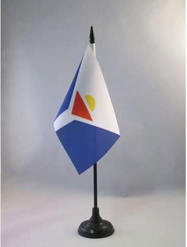 AZ FLAG French Polynesia Table Flag 4'' x 6'' - French Polynesian Desk Flag 15 x 10 cm - Black Plastic Stick and Base in Saudi Arabia
