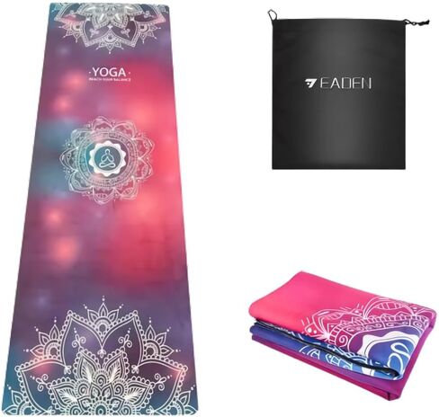 𝐓𝐫𝐚𝐯𝐞𝐥 𝐘𝐨𝐠𝐚 𝐌𝐚𝐭 - Foldable & Lightweight , Eco-Friendly Yoga Mat with Carrying Bag | Non-Slip & Absorbent Suede Mat, Ideal for Yoga, Pilates, Hot Yoga, Workout - 72"L x 26"W x 1.5mm Thick in Saudi Arabia