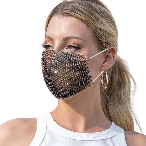 قناع وجه شبكي من حجر الراين اللامع من Auriviz للنساء، قناع وجه لامع، قناع وجه لامع لحفلات عيد الميلاد in Kuwait
