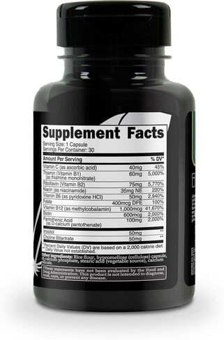 Vitamin B Complex Capsules (30 Servings, 460 mg Per Serving) - Gluten Free, Non-GMO in Saudi Arabia