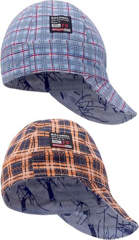 BOCOMAL Welding Cap Flame Resistant CAT2 Midweight Printed 6 Pannel Welder Caps-2 Pack in Saudi Arabia