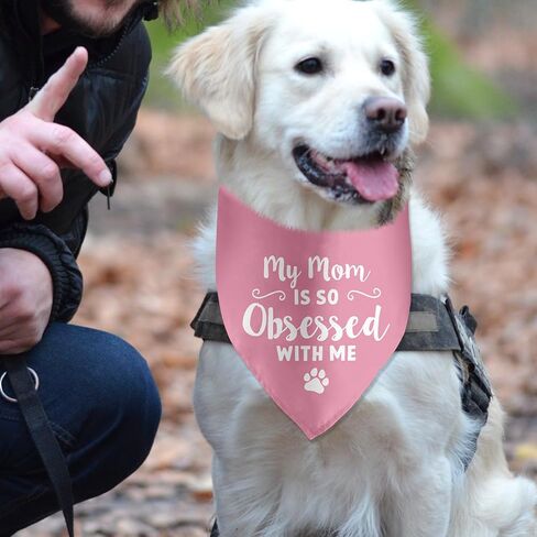 I Love My Mom Dog Bandanas Funny Cute Dog Bandana Gender Reveal Photo Prop Pet Scarf Decorations Accessories for Pet Dog Lovers Dog Mom Gift in Kuwait