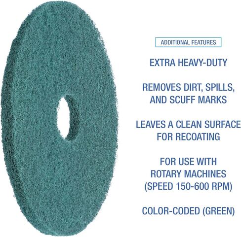 وسائد أرضية للتنظيف شديدة التحمل من بوردووك، قطر 40.64 سم، أخضر، 5/كرتون in Kuwait