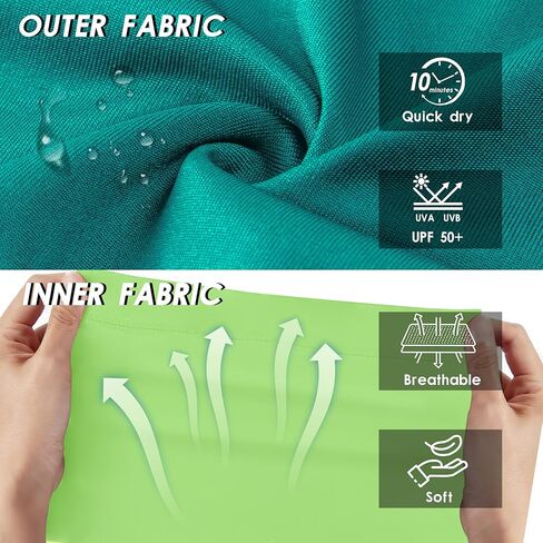 Mens Swim Trunks with Compression Liner 7" Board Shorts with Zipper Pockets 2 in 1 Quick Dry Bathing Suits in Kuwait