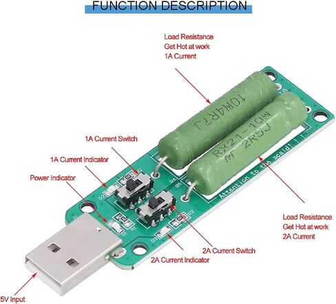 3 pcs USB Load Tester Resistance Module 5V1A/2A/3A Power Bank Discharge Resistor Switchable Load Resistance Discharging Ageing Resistance Electronic Load Detector in Saudi Arabia