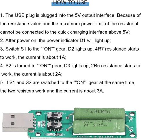 3 pcs USB Load Tester Resistance Module 5V1A/2A/3A Power Bank Discharge Resistor Switchable Load Resistance Discharging Ageing Resistance Electronic Load Detector in Saudi Arabia