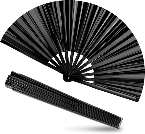 JOHOUSE Purple Rave Folding Fan, Holographic Rave Fan Large Foldable Fan for Women Drag Queen EDM Music Festival in Saudi Arabia