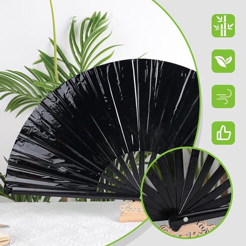 JOHOUSE Purple Rave Folding Fan, Holographic Rave Fan Large Foldable Fan for Women Drag Queen EDM Music Festival in Saudi Arabia
