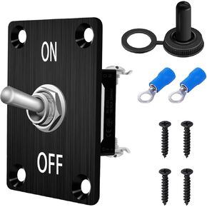 weideer Momentary Reverse Polarity Switch 12V 30A Motor Control RV Jack Switch DPDT 4 Pin (ON)-Off-(ON) UP Down Toggle Switch with Waterproof Cap Wires