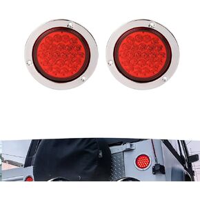 NEWSUN® 2Pcs High Bright 4" Round LED Trailer Tail Lights Kit, Stop Turn Reverse and Fog Backup Lights, Universal Fit, Waterproof, Grommet 3-Prong Plug & Play, for Truck Trailer RV, Easy to Install