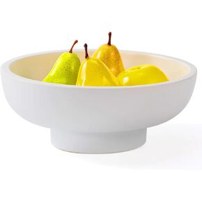 Luxurious Large Ceramic Fruit Bowl for Kitchen Counter - Large Decorative Bowl for Home Decor -Key Bowl for Entry Table - Footed Bowl - Entryway Bowl for Keys, Modern Bowl, White 10.4 Inch