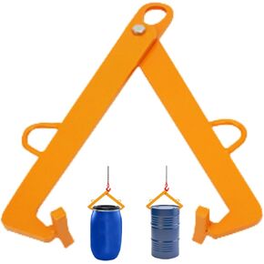 2023 Updated Vertical Drum Lifter 1100 LBS WLL Drum Clamp Drum Lifter for 55 Gallon Steel and Plastic Drums Steel Barrel Lift, with Chime-Yellow