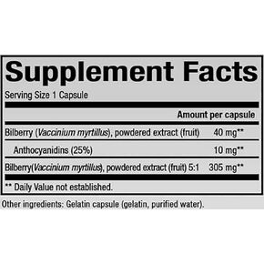 Natural Factors - HerbalFactors Bilberry, Nutritional Support for Vision, 60 Capsules