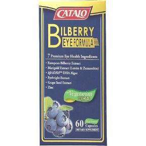 CATALO Advanced Bilberry Eye Formula - 60 Capsules, Premium Eye Care for Vision Sharpness, Discomfort Relief, and Redness Reduction, Clinically Proven with Bilberry & Vegetarian DHA, Made in USA