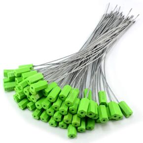 أختام أسلاك كابل الأمان الفولاذية من Green Pull-Tite بطول 15.75 بوصة، علامات أمان مرقمة طويلة مضادة للعبث، 50 قطعة