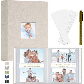 Vienrose Linen Cover Photo Album 4 × 6 Memory Book 208 Photos with Front Window Writing Space with 52 Notes 10.24 x 7.48 Inch 104 Pockets, Perfect for Weddings Anniversaries and Birthdays Navy Blue