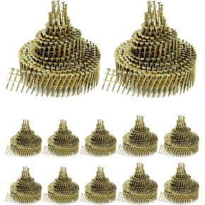 QWORK Siding Nails, 4200 Count 1-1/2-Inch x .092-Inch Collated Wire Coil Siding Nails,15-Degree Full Round Head, Ring Shank Hot-Dipped Galvanized for Rough Nailing of Lathing and Sheathing