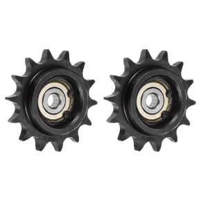 uxcell 2pcs DIN(ISO) 06B Roller Chain Idler Sprocket 6mm Bore, 3/8" Pitch, Hardened 14 Tooth Tensioner Sprocket, Insert Single Bearing (B Type)