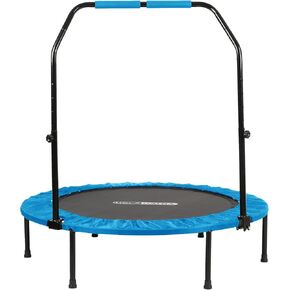 HolaHatha Portable Foldable Mini Trampoline Fitness Rebounder with 5 Level Adjustable Handle, Supports up to 440 Pounds