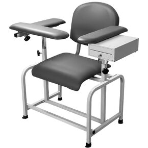 Helsevesen Blood Draw Chair, Comfortable Padded Blood Drawing Chair with Drawer & Syringe Tray, Clinic Chair with Soft Padded Seat, Phlebotomy Chair with Adjustable Armrest, Grey