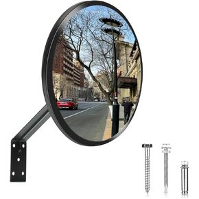 Acrylic Convex Safety Mirror - 12 Inches Adjustable Convex Mirror Indoor, Corner Mirror Blind Spot for Wall, Store Safety, Warehouse Side View, and Parking Assist Mirror