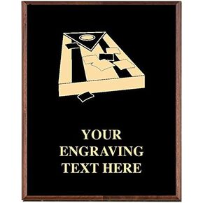 Crown Awards Cornhole Plaques, Custom Engraved Cornhole Trophy Plaque Award, Great Customizable Cornhole Prizes Prime