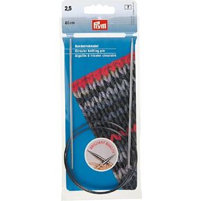 Prym 32" Circular Brass, 4.5mm Knitting Needles, Silver