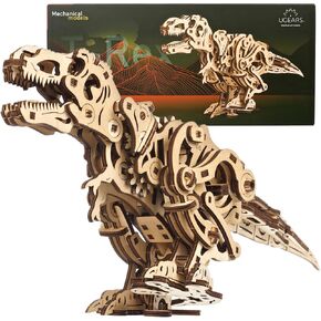 UGEARS Dinosaur 3D Model Kits - Jurassic Walking Tyrannosaurus Rex 3D Wooden Puzzles for Adults and All Family- Dinosaur Model Kit Wooden Puzzles - DIY Mechanical Wooden T Rex Dinosaur 3D Puzzle