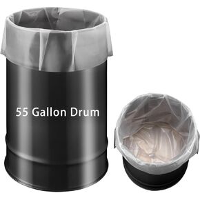 Drum Liners 55 Gallon, Pack of 6 Clear Heavy Duty Plastic Food Storage Bag, Large Leakproof Pail Liners for Vegetable Marinating Brining in Poly Drums, BPA Free, Single Layer Thickness 5.5 Mil