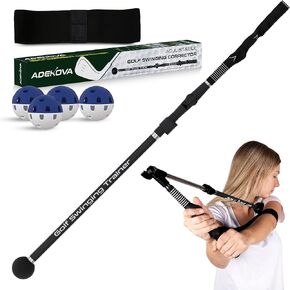 Golf Swing Trainer Aid - Foldable Adjustable Golf Training Aid with Arm Band and Practice Balls to Practice Hinge, Forearm Rotation, and Shoulder Turn