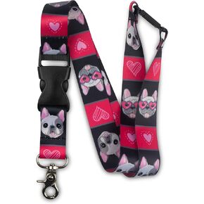 Limeloot Pitbull Dog Lanyard | 1" Wide Lanyard with Breakaway, Release Buckle, and Flat Ring