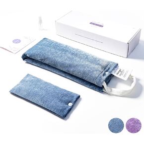 Microwave Heating Pad for Neck and Shoulders & Heated Eye Mask Set. Neck Wrap Microwavable for Pain Relief. Large Moist Heat Pack for Warm Compress. Relaxation Gifts for Women. (Purple)