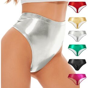 Zando Women's Metallic Booty Shorts for Women Sexy Shiny Rave Hotpants High Waisted Bottoms for Festival Clubwear Dancing