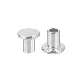 uxcell 50Pcs Semi Tubular Rivets, 2mm x 6mm Aluminum Round Flat Head Semi-Tubular Rivet Metal Stud Rivet for Industry Household Repairing Fastening, Silver