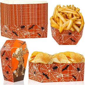Halloween Disposable Paper Trays | (50 pcs) Coffin Shape Spooky Snack Food Trays | Halloween Party Chips, Nachos Fries Serving Basket | Scary Halloween Theme Snack Bowl | Halloween Party Decor|BASHOUT