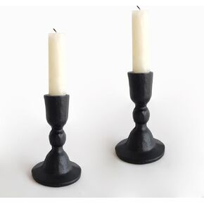 Antique Brass Iron Taper Candle Holders - Candlestick Holder for Weddings, Dining, and Parties, Candle Stand Set of 2