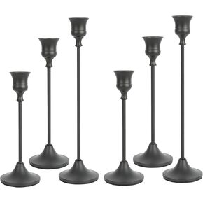Black Candlestick Holders Decor - Set of 6 Metal Tapered Candle Holders Tall Candle Sticks Holder Centerpiece Wedding Table Decor for Christmas, Halloween, Wedding, Dinning, Party, Anniversary