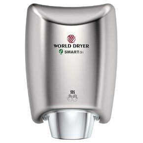 World Dryer K-973 SMARTdri High Efficiency Intelligent Automatic Hand Dryer with Stainless Steel Brushed Cover, Multi-Jet Nozzle, 110-120V